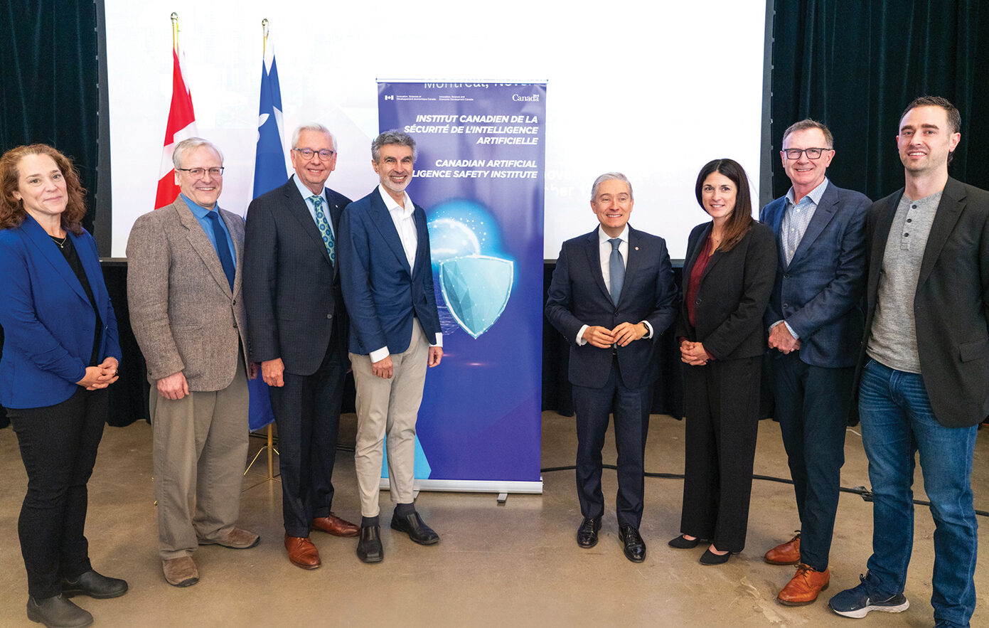CAISI Announcement MILA Annonce 12 novembre 2024-20402 Group photo from the announcement of the creation of the Canadian AI Safety Institute.